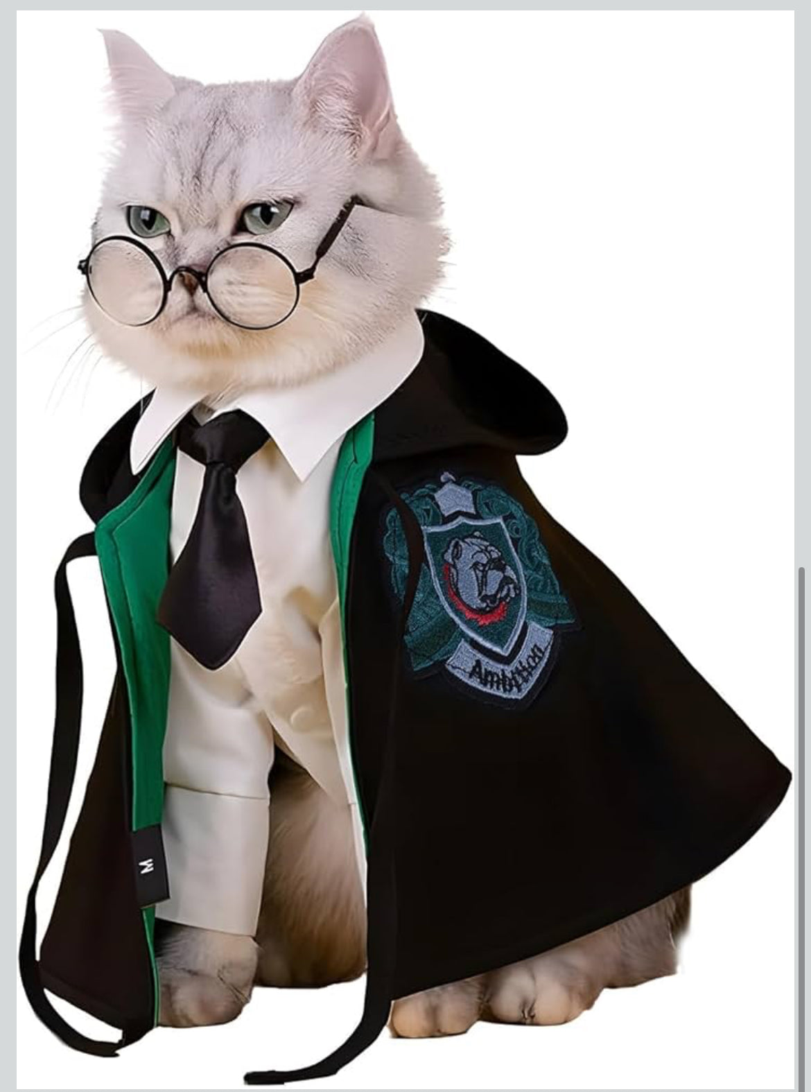 Harry Potter Theme Halloween Costume - Pet Wizard Costumes Mantle Magician Cosplay Clothes with Bowtie & Glasses Set, Festival Party Apparel for Small Pets Cats Dogs - (Small to  Large size)