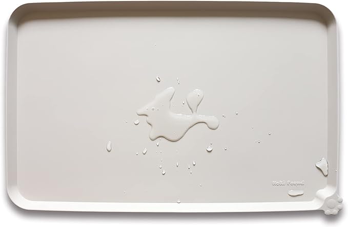 Hoki Found XX-Large Silicone Pet Feeding Mats - Non Slip Dog Cat Bowl Placemats - Waterproof for Carpet - Cream Brown