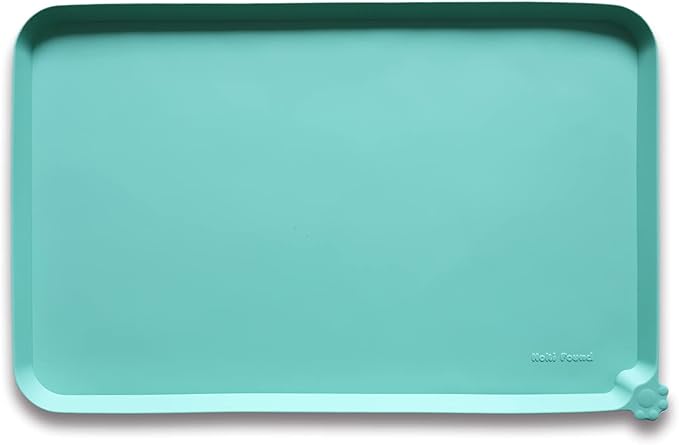 Hoki Found Silicone Pet Food Mats - Non Slip Cat & Dog Bowl Placemats - Waterproof Pet Feeding Mats - Cool Mint