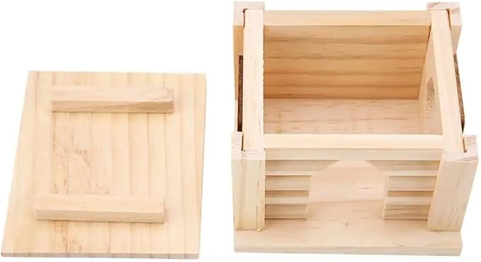 Hamster Cages Natural Wooden Hamster House Flat Top Cabin Hamster