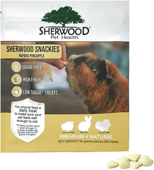 Sherwood Pet Health Snackies for Chinchillas, Rabbits & Guinea Pigs, Grain-Free, Real Fruit, Low Sugar and High in Fiber Treats in Multiple Flavors