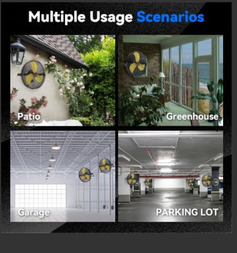 2600 CFM 14 inch Outdoor High Velocity Wall Mounted Fan, 3-Speed Metal Fans with IP44 Enclosure Motor, Industrial Grade Weatherproof Wall Fan for Patio, Greenhouse, Garage, and Gazebo