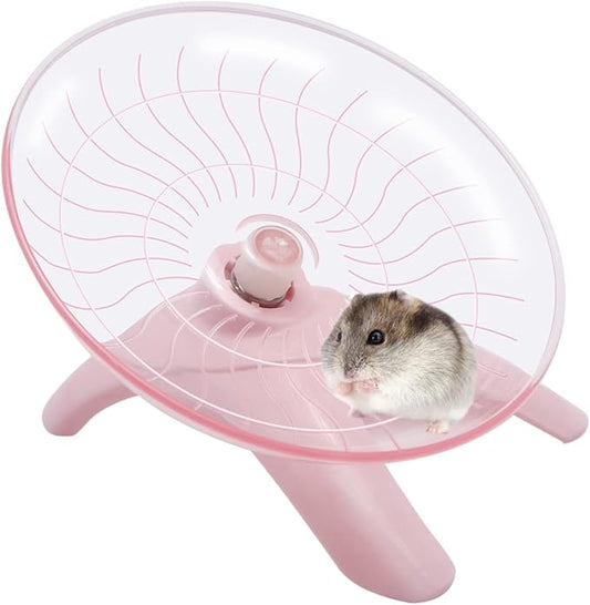 Hamster Wheel Hamster Flying Saucer Silent Exercise Wheel Running Wheel for Dwarf Hamsters Gerbil Mice Small Animals (Pink)