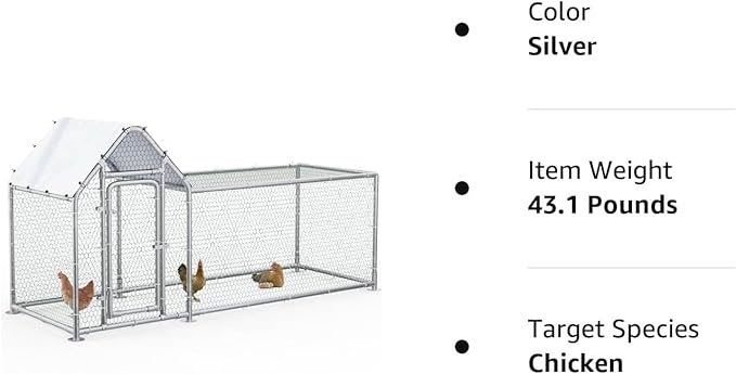LEMBERI Small Metal Chicken Coop, Walk-in Chicken Run,Galvanized Wire Poultry Chicken Hen Pen Cage, Rabbits Duck Cages with Waterproof and Anti-Ultraviolet Cover for Outside,Backyard and Farm