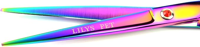 LILYS PET Professional PET Grooming scissors Kit,Coated Titanium,Sharp and Strong Stainless Steel Blade for Dogs Cats Hair Cutting,3 Pieces of Scissors with a Comb and a Case (7.0 inches, Rainbow)