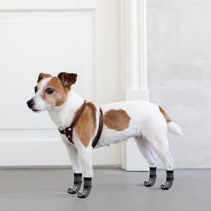 BEAUTYZOO Anti-Slip Dog Socks,Dog Shoes for Hot/Cold Pavement,Paw Protectors with Grips 3 Pairs for Puppy Small Medium Large Senior Old Dogs,Dog Socks to Prevent Licking and Hardwood Floor Protection
