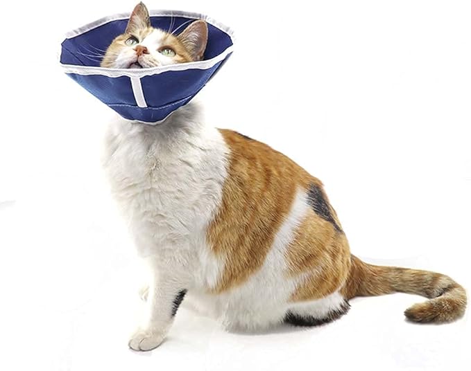 Soft Cat Recovery Collar Cat Cone E Collar Nonwoven Fabric Elizabethan Collar Loops-Protective Wound Healing Specially Designed for Cats and Puppies - Easy to Eat and Drink (S)