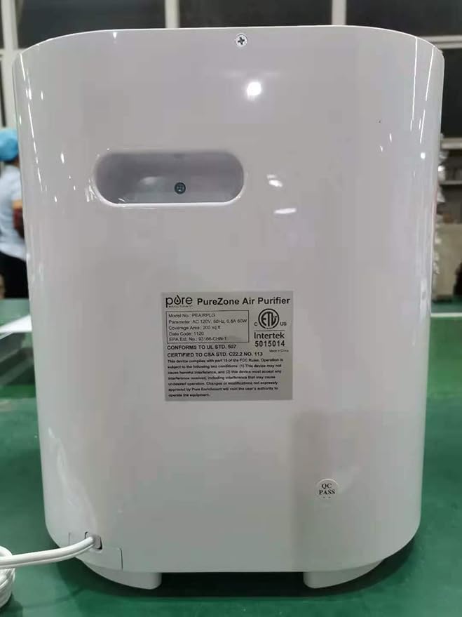 Pure Enrichment PureZone Air Purifier for Bedroom & Living Room, 4-Stage Filtration & UV-C Light, H13 HEPA Filter Helps Remove Bacteria, Pet Hair Dander, Allergens, Germs, Smoke, Dust (White)