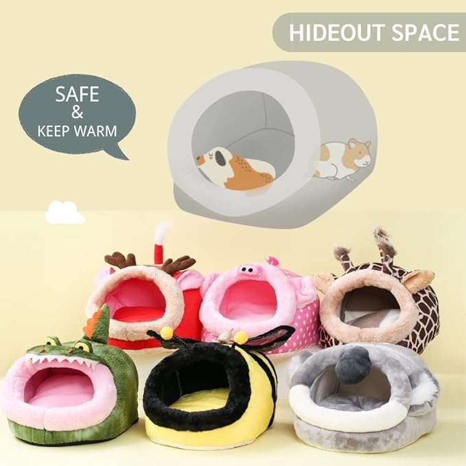 JanYoo Warm Bunny Bed for Rabbits Outdoor Cage Hideout Hut Tent Cave Tunnel Cute House Cotton Washable Winter Gray XLarge