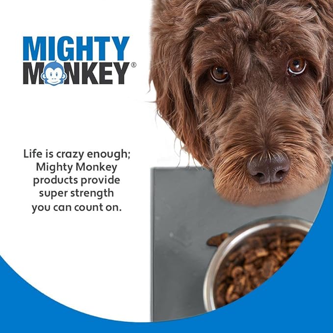MIGHTY MONKEY 100% Waterproof Dog Food Mat, Raised Edges Silicone Pet Feeding Placemat for Cat, Dogs, Pet Bowls, High Lipped Tray Prevents Water Spills, Food on Floor, Dishwasher Safe, 24x16, Gray