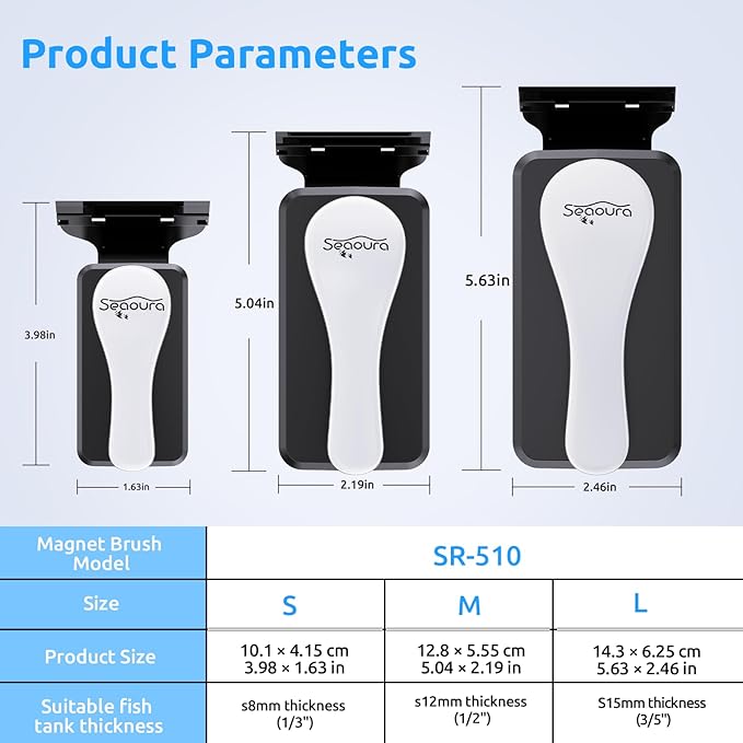 Magnetic Aquarium Glass Cleaner,Algae Scraper for Aquarium Fish Tank, Fish Tank Algae Clean Brush Dual-Sided Side Floating Aquarium Magnetic Brush (L)