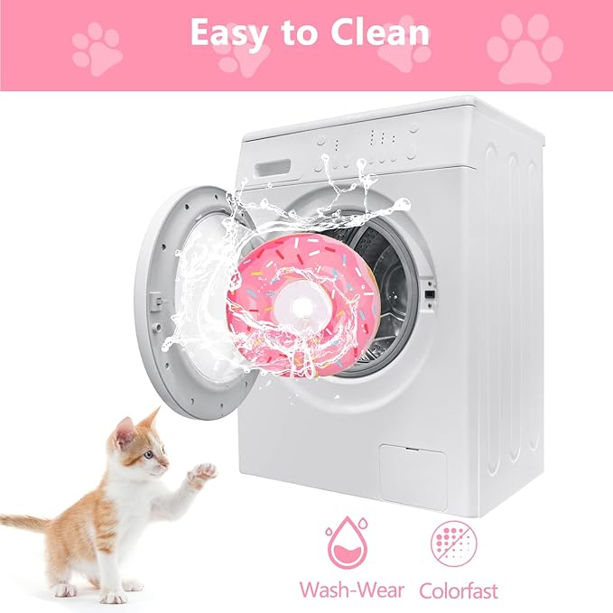 Cat Cone Collar Soft, Cat Recovery Collar for Wound Healing Cute Donut Adjustable Cones to Stop Licking Comfortable Lightweight Neck Elizabethan for Kittens After Surgery