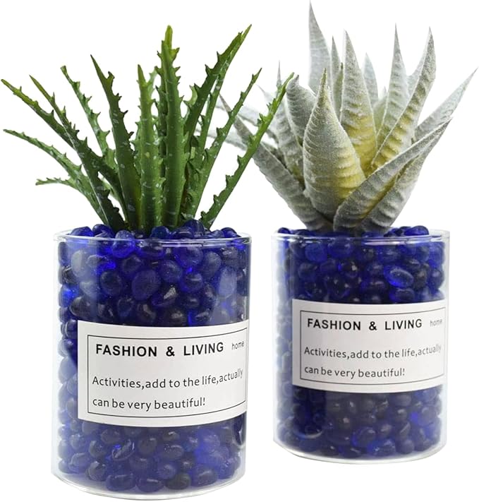 1 Lb (460 g) Deep-Blue Sea Glass Stones Irregular Rainbow Glass Pebble Decorative Rock Quartz Tumbled Gemstone Chips for Aquarium Decoration/Vase Filler/Jewelry Making/Handwork Craft/Gems Display