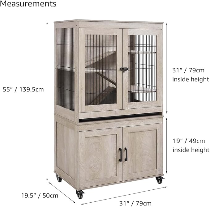 unipaws Ferret Cage with Storage, Large Vertical Hamster Cage, Iguana, Rabbits, Chinchillas, Pet Rats, Guinea Pigs - Multi-Level Small Animal Cage with Ramps, Platforms, and Wheels