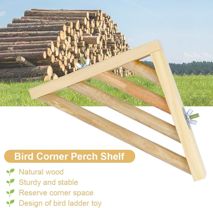 Litewoo Bird Perch Corner Platform Stand Shelf for Birds Budgie Parakeet Cockatiel Conure Cockatoo(Ladder)