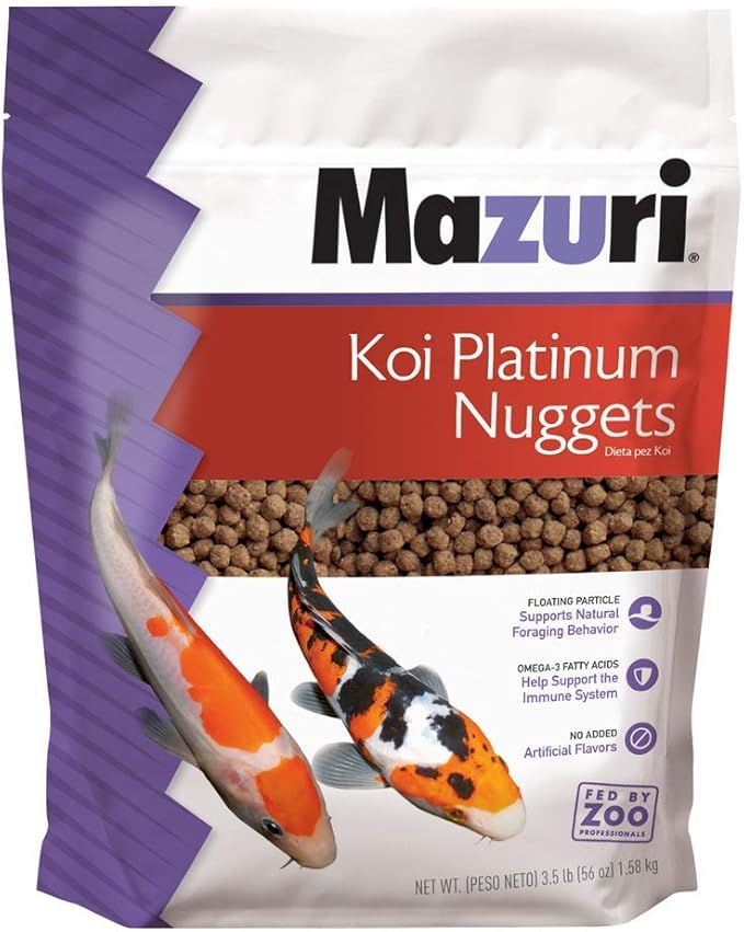 Mazuri Koi Platinum Nuggets Floating Koi Food for Fish, 3.5 lbs.