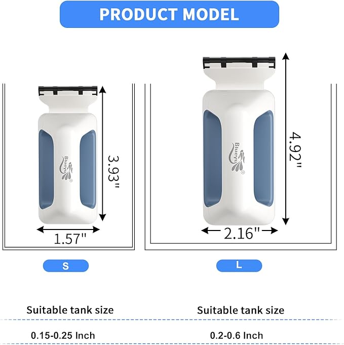 Magnetic Aquarium Fish Tank Glass Cleaner, Floating Aquarium Magnetic Brush, Algae Scraper Glass Cleaner Scrubber for 0.15-0.25 Inch Thick Glass Fish Tank (S)