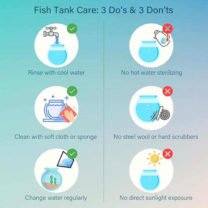 Koller Products 2-Gallon Fish Bowl, Impact- Resistant Plastic Betta Fish Tank with LED Lighting (7 Color Selections), Buit-in Timer, Crystal-Clear Clarity, Desktop Aquarium Tank for Home Décor