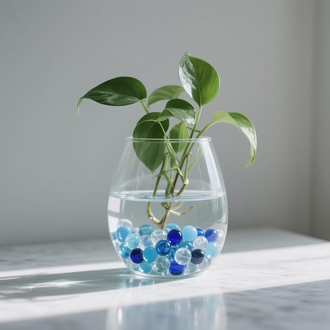 0.96LB Mix Colors Glass Beads Vase Filler Aquarium Gravel Decor Flat Glass Marbles Gems Pebbles Fish Tank Rocks Home Decorative Art Craft - 3 Colors Mixed