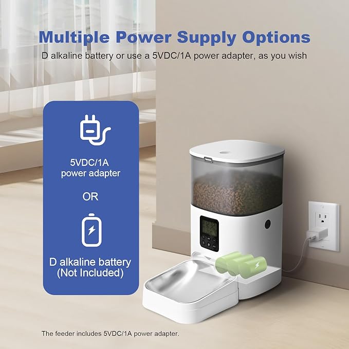 Automatic Cat Feeder, 4L Cat Food Dispenser with 10s Voice Recorder, Pet Feeder up to 8 Meals per Day, Timed Cat Feeder with Dry Food Sealed Ring (Jade White, 4L)