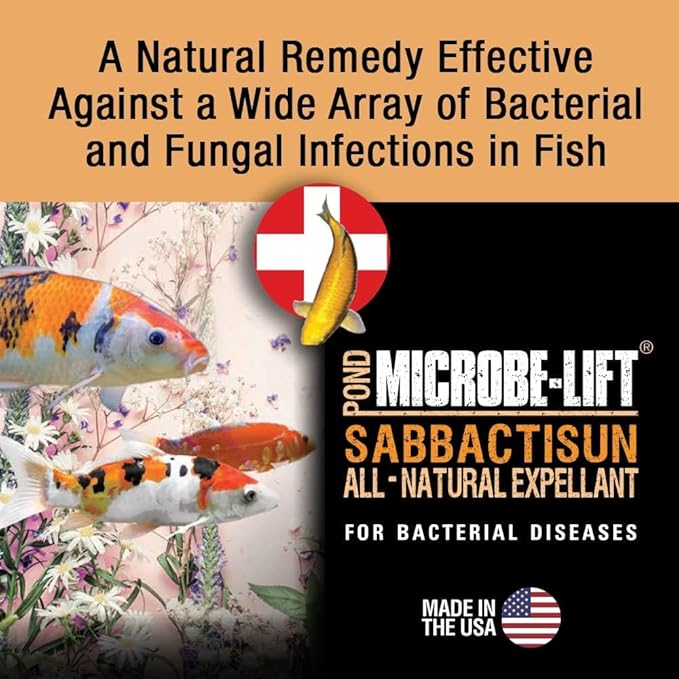 MICROBE-LIFT Sabbactisun Disease Treatment for Ponds and Outdoor Water Gardens, Disease Expellant for Pond Fish, 1 Gallon