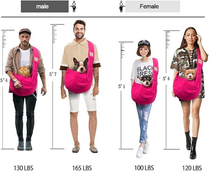 TOMKAS Dog Sling Carrier for Small Dogs Puppy Carrier for Small Dogs (Rose red, Adjustable Strap for 3-10 lbs & Zipper Pocket)