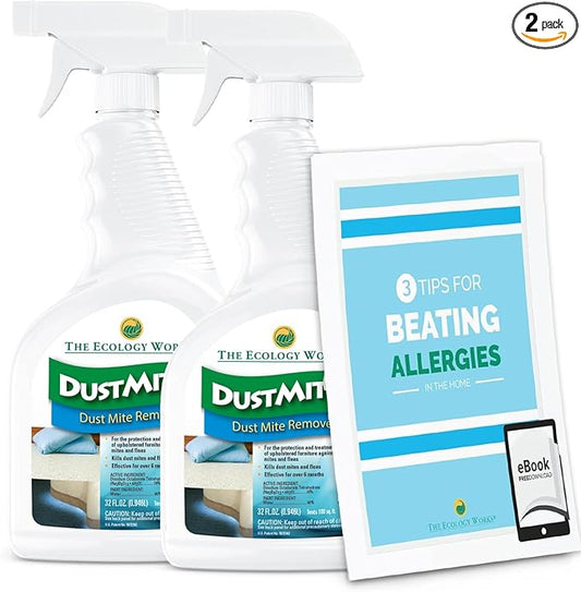 DustmiteX Dust Mite Spray - Dust Mites Remover + Flea Killer for Allergy & Asthma Relief for Cleaning in Home, Bed, Pet Bedding, & Furniture, Anti Allergen Dust Mites Killer