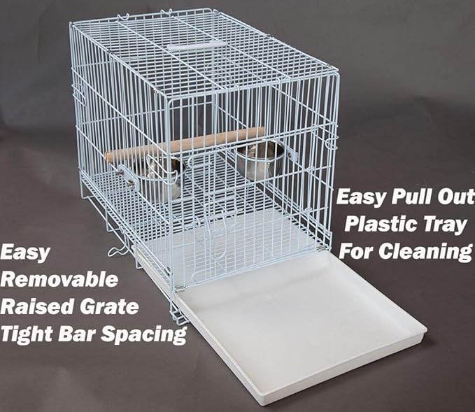 Pet Products Metal Portable Travel Vet Bird Parrot Carrier Cage Prevent Beaks Out White, 19-Inch by 12-Inch by 16-Inch