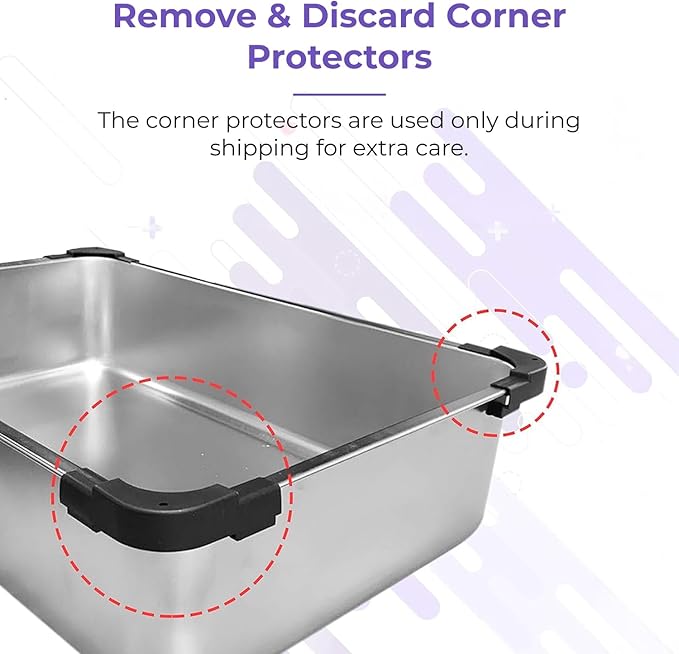 iPrimio XL Stainless Steel Litter Box with Enclosure - High-Sided Metal Litter Box for Large Cats - Easy to Clean, Rust-Resistant, and Durable - 23.5 x 15.5 x 6 Inches