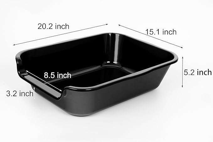 1 Pack of Extra Large Cat Litter Box (ABS Material), Low Entry Senior Litter Pen for Geriatric Kitty Big Cats, Jumbo Pet Safe Litter Boxes Tray for Indoor Pets Potty (Black, 20"L x 15.5"W)