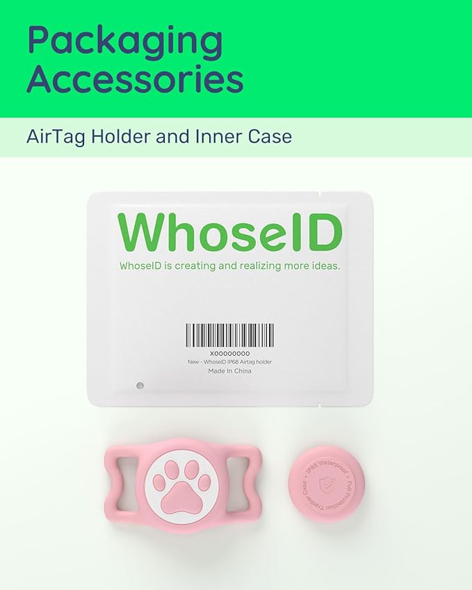 IP68 Waterpoof Dog Airtag Holder, Stretchy Silicone Full Body Covered Apple Air Tag Holder for Dog Cat Collar Fit All Width Collar (Pink, 1 Pack)