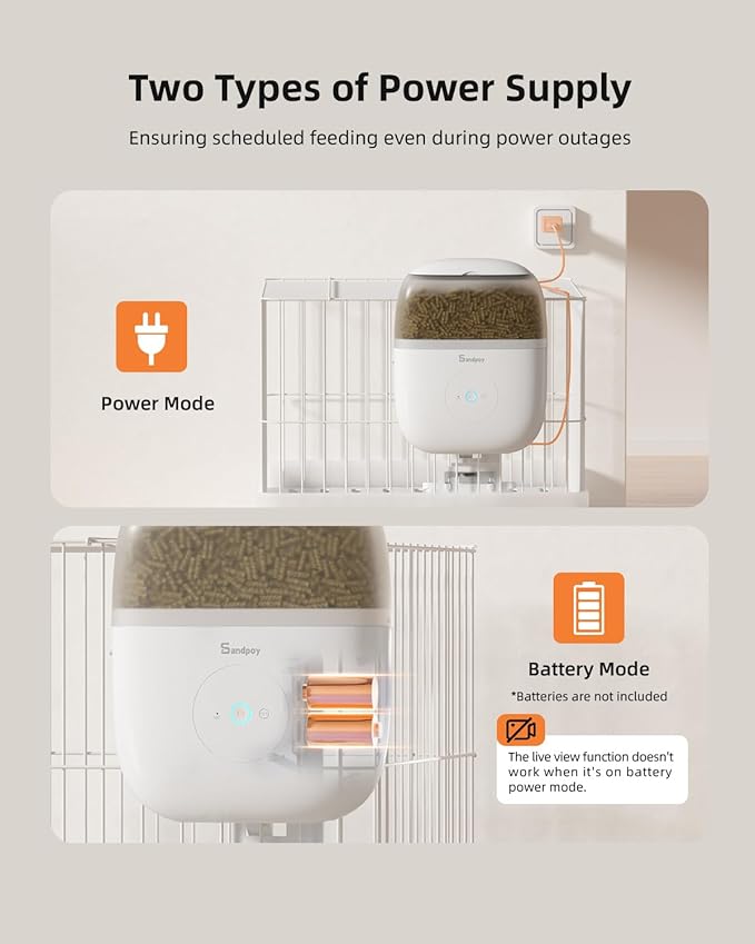 Hanging Automatic Rabbit Feeder with 1080P Camera, 62oz Storage, Multiple Pet Cage Compatibility, Customized Feeding Schedule- Perfect for Ferrets, Cats, Guinea Pigs, Chinchilla and Hedgehog