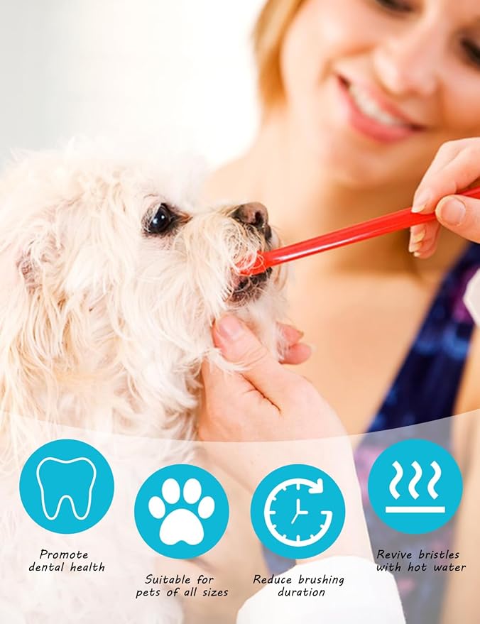 10 Pcs Dual-Headed Pet Toothbrush for Dogs & Cats