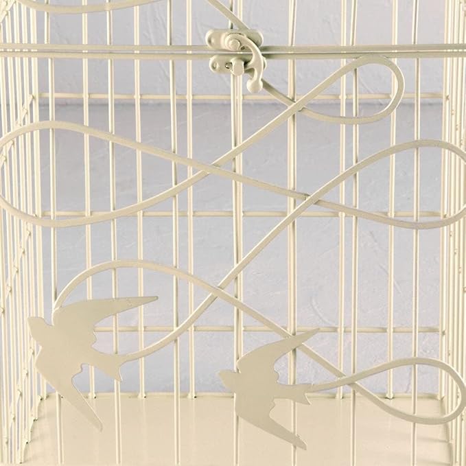 WEDDINGSTAR Ivory Modern Decorative Birdcage Wishing Well with Birds in Flight, 10" x 8" x 16 3/8" Tall (9117-79)