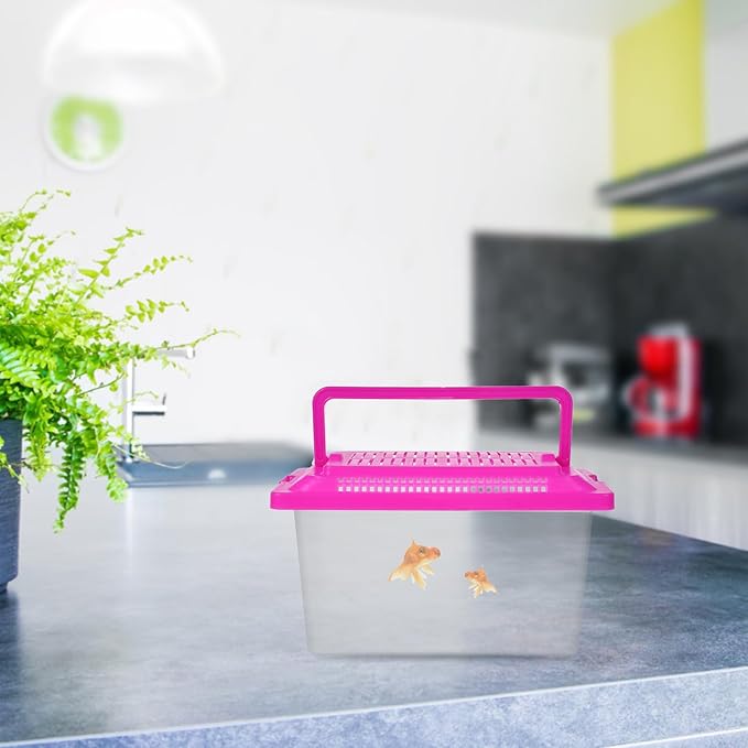 Plastic Turtle Fish Tank Critter Keeper Plastic Terrarium Portable Aquarium Tortoise Living Tank Turtle Holder Hermit Crab Cage Hamster Tank Reptile