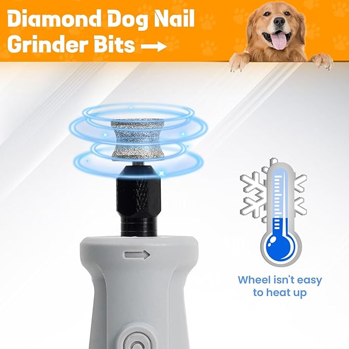 HARDELL Diamond Dog Nail Grinder Bits 2 Pack, 1/8" Pet Nail Grinder Replacement Heads for Dremel & Most Rotary Tools, Durable Attachment for Pet Claw Care, Diamond Rotory Bit for Dogs