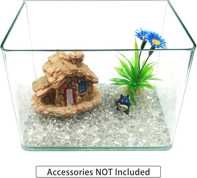 1 Lb (460 g) Clear Sea Glass Stones Irregular Rainbow Glass Pebble Decorative Rock Glaze Quartz Tumbled Gemstone Chips for Aquarium Decoration/Vase Filler/Jewelry Making/Handwork Craft