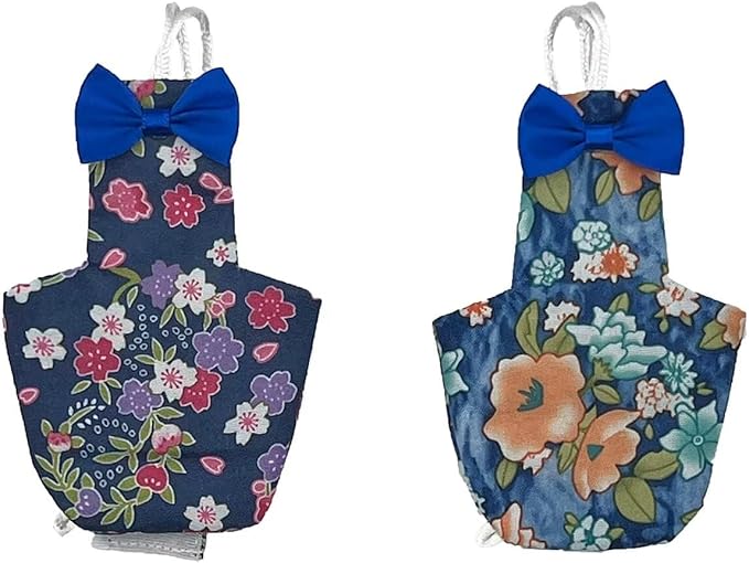 2 PCS Floral Bird Diaper Nappy Clothes Reusable Washable Cloth Blue&Green for Parrot Macaw Budgies Parakeet