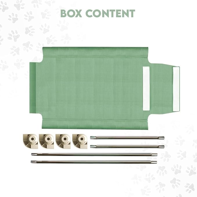 Acrimet Cooling Elevated Pet Dog Bed, Washable and Breathable Mesh Cot, Stainless Steel Frame, Indoor & Outdoor Use, fits Dogs up to 110 lbs (Size: 40” x 24”), Green, 1 Unit