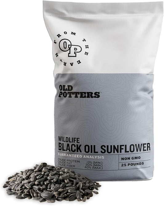Wildlife Black Oil Sunflower Seeds for Birds and Wildlife, Non-GMO & USA Grown on Small Farms (25 lbs)