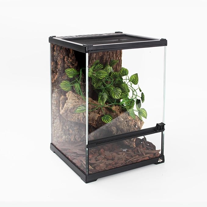 Mini Reptile Glass Terrarium Tank 8"*8"*10" Full View with Front Opening Door,Amphibians Enclosure Habitat Cage for Leopard Gecko Tarantula Young Lizard Hermit Crab Frog Insects Breeding