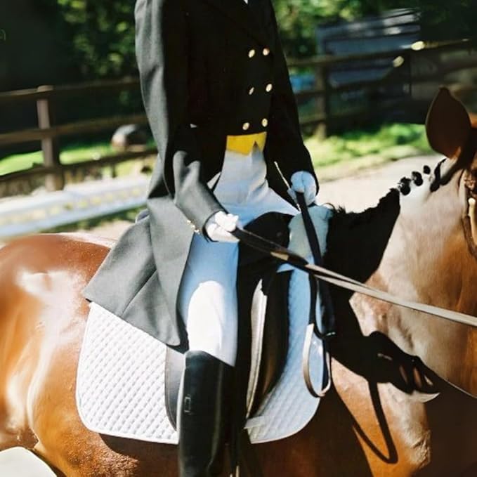 Woolous Dressage Saddle Pad, English Saddle Pad with Sheepskin Trim, Lambskin Wool Fleece Lining, Square Saddle Pad for Equestrian Riding, Comfortable & Shock Absorbing