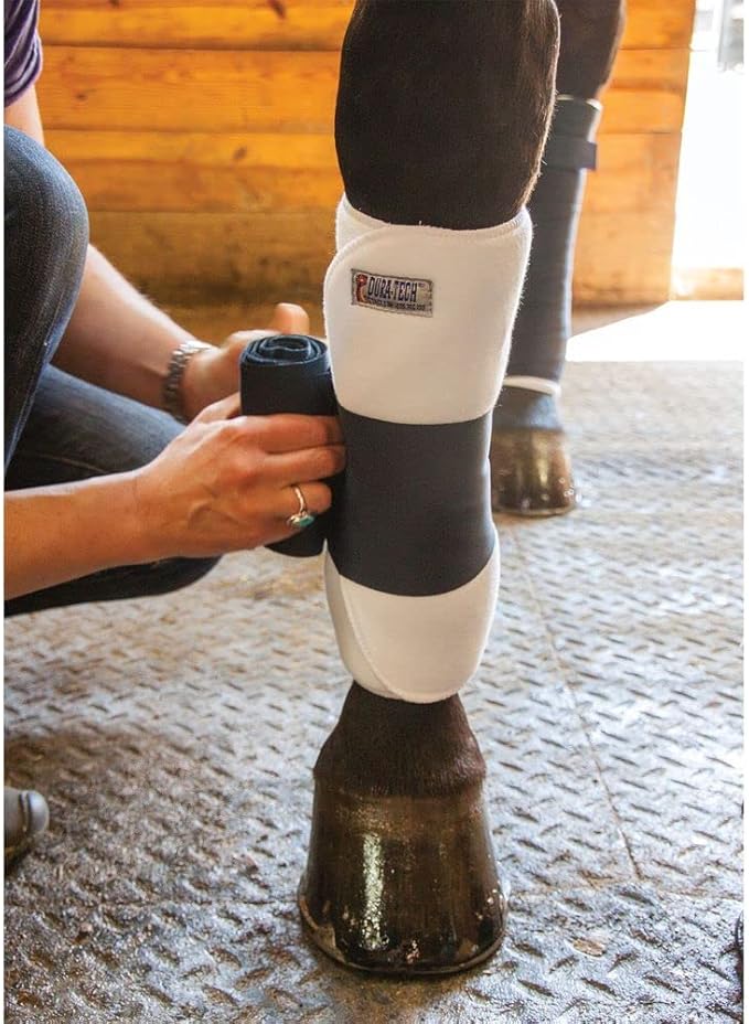 Dura-Tech Tekno-Dri No Bow Leg Wraps for Horses | Size 14" | Enhanced with Tekno-Dri | Sweat-Absorbing | Ideal for Stall Wrapping & Trailering | 30" Long | Sold in Pairs
