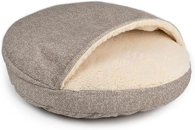 Snoozer Luxury Cozy Cave Dog Bed - Indoor Dog Bed with Cover Cave, Covered Calming Burrow for Medium & Large Sized Pets with Blanket Attached, Enclosed, Washable - XL, Merlin Linen