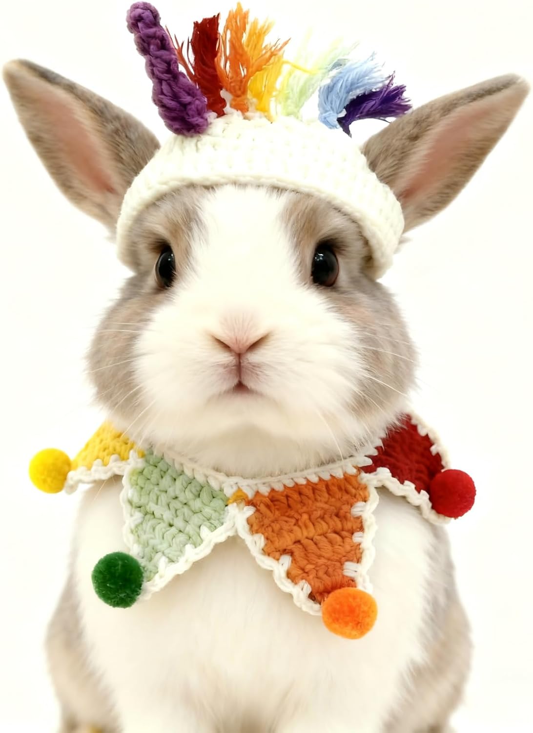 Halloween Cat Costume,Unicorn Handmade Knitted Dog Costume,Rainbow Dog Outfit,Cat Birthday Clothes,Pet Cloth for Rabbits and Other Small Sized Pets