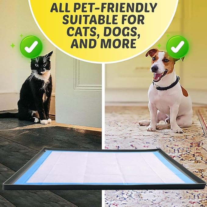 TidyFriend Puppy Pad Holder Tray Fits for 28” x 34” Pee Pads with Corner Lock Holes, Raised Edges, Non-Spill, Easy to Clean Silicone Puppy Potty Tray Holder, for Indoor Floor Protection (Grey)