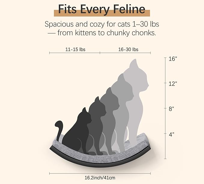 Cat Wall Shelves Set - Curved Wall Foam Bed and 2 Floating Wall Grey Steps, Wall Mounted Cat Climbing Shelves for Sleeping, Playing, and Lounging