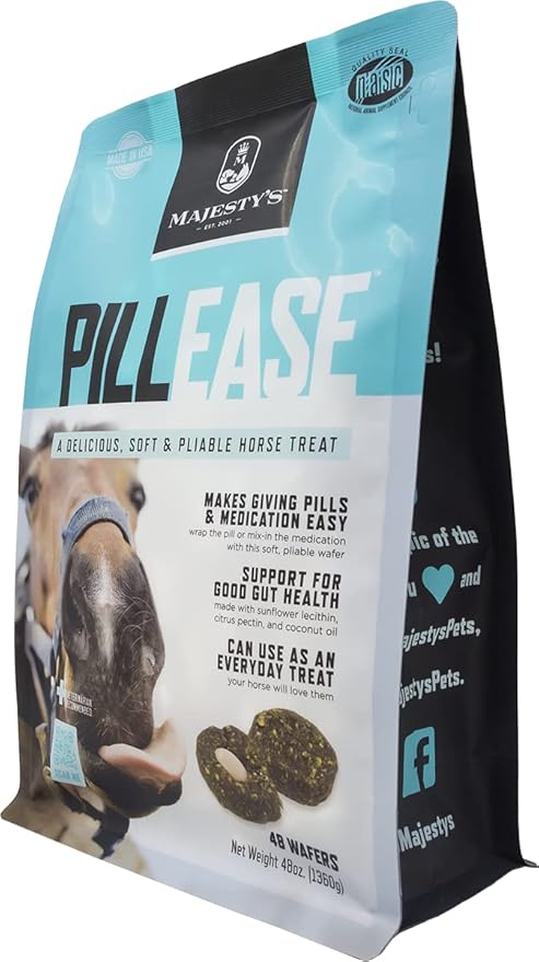 Majesty's PillEase Horse Treats | A Delicious Soft and Pliable No Bake Cookie Horse Treat | Makes Giving Pills & Medication Easy | Made in The USA - 48 Wafers