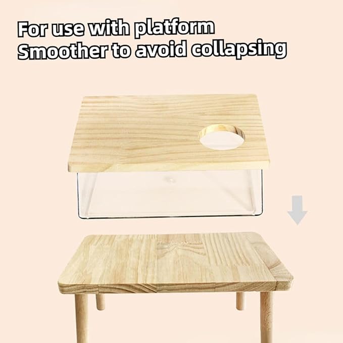 Hamster Sand Bath Box Container, Small Pet Sandbox Lid Design Take Bath Wooden Sandbox Dust Bath, Transparent Bathroom & Digging Box Acrylic Syrian Hamster Litter Box Small Animal Accessories (A)