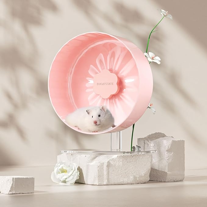 BUCATSTATE Hamster Exercise Wheel 10.2", Upgraded Super-Silent Spinner Hamster Running Wheels with Adjustable Base & Rust-roof Bearing for Dwarf Syrian Hamster Gerbils Rats